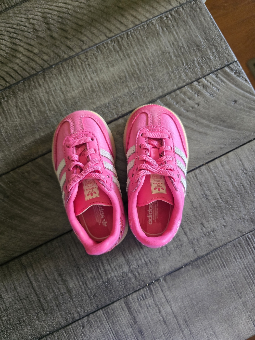 adidas Kids Samba Sneakers in Hot Pink with Silver Stripes - Picture 4 of 4